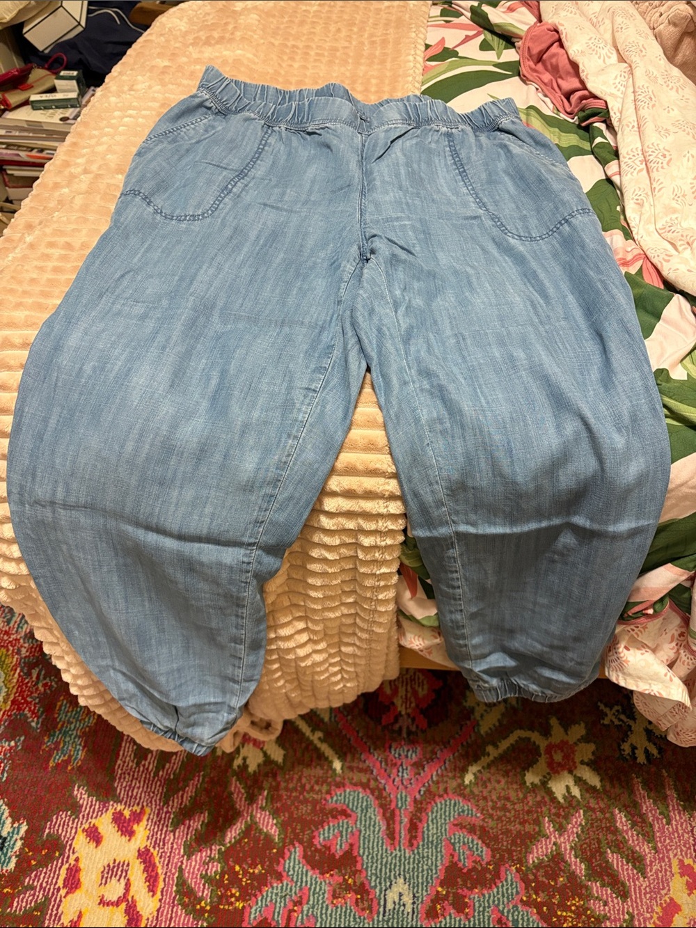 Light Blue Women’s Elastic-Waist Joggers Talbots brand sz 1X